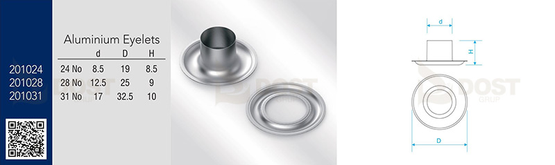 Aluminium eyelets technical specifications