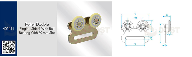 roller-double-single-sided-with-ball-bearing-with-50-mm-slot-technicial-specifications